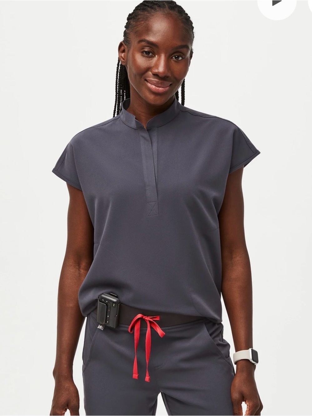 FIGS RAFAELA CHARCOAL SCRUB TOP